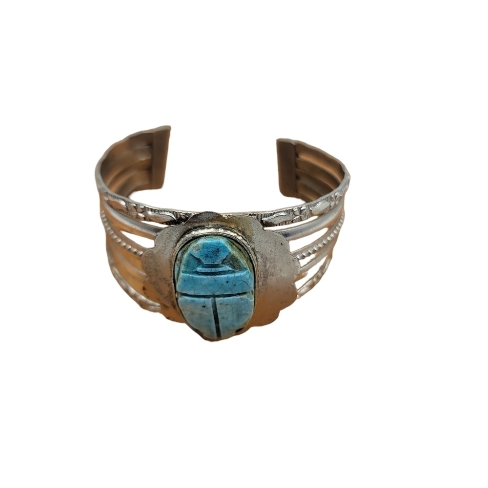 Vintage Egyptian Revival scarab bracelet
